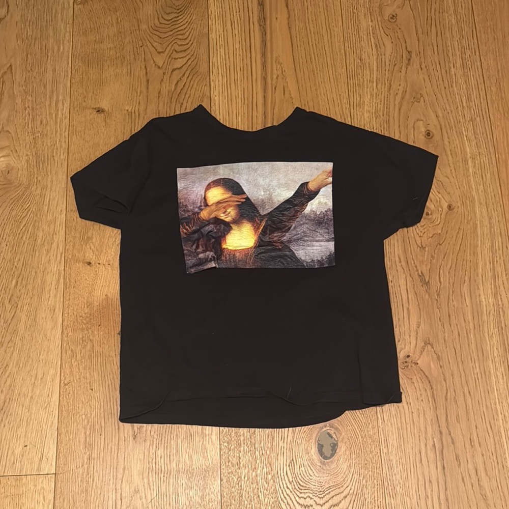 Black Kids Shirt with Dabbing Mona Lisa Print Funny for the holdiays